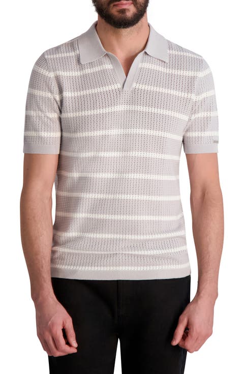 Stripe Johnny Collar Polo Sweater