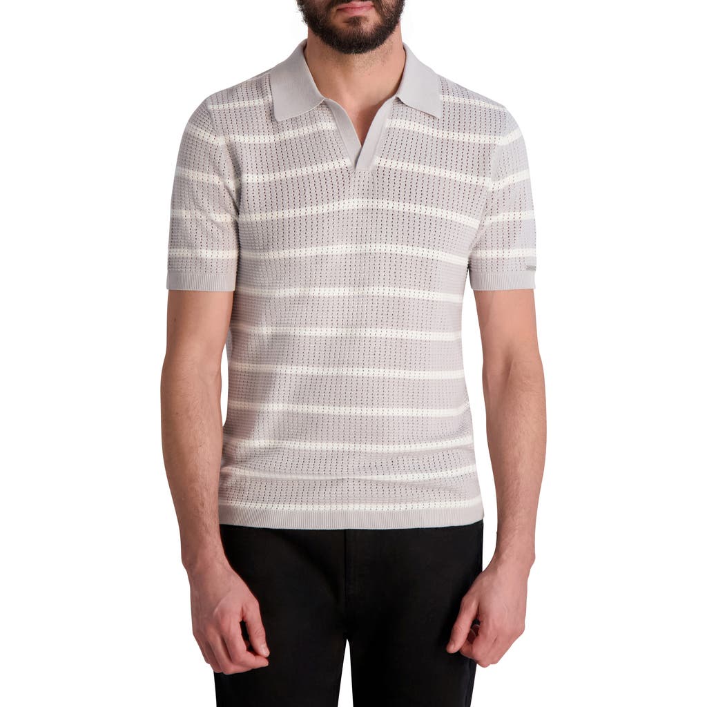 Karl Lagerfeld Paris Stripe Johnny Collar Polo Sweater