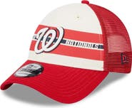 New Era Men's New Era White/Red Washington Nationals Team Stripe Trucker 9FORTY Snapback Hat