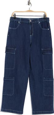 Madden Girl High Waist Wide Leg Cargo Jeans
