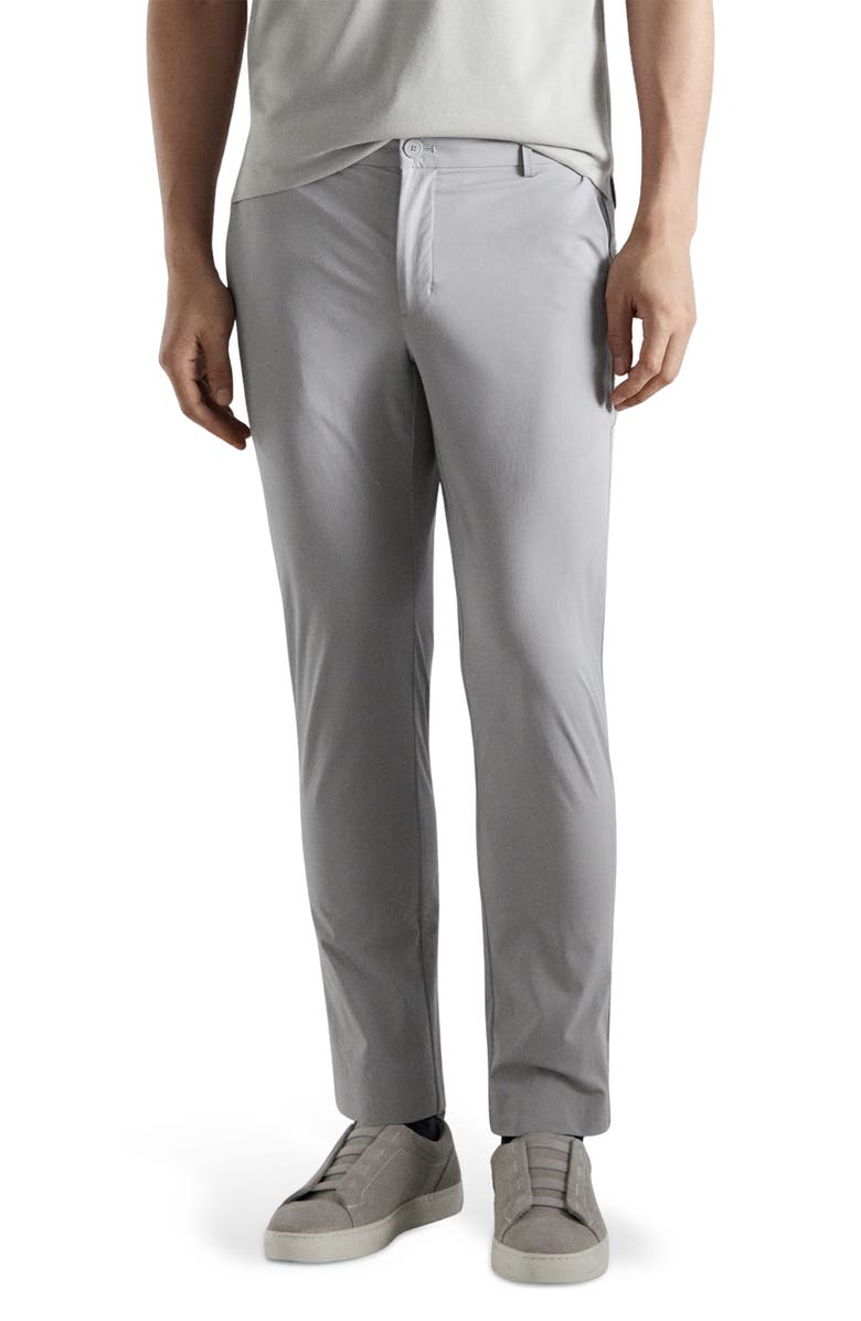 MANGO Water Repellent Slim Fit Pants, Main, color, Ice Grey