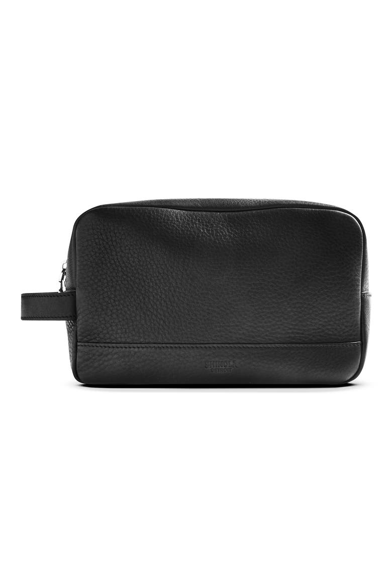 Leather Zip Travel Kit, Alternate, color, BLACK