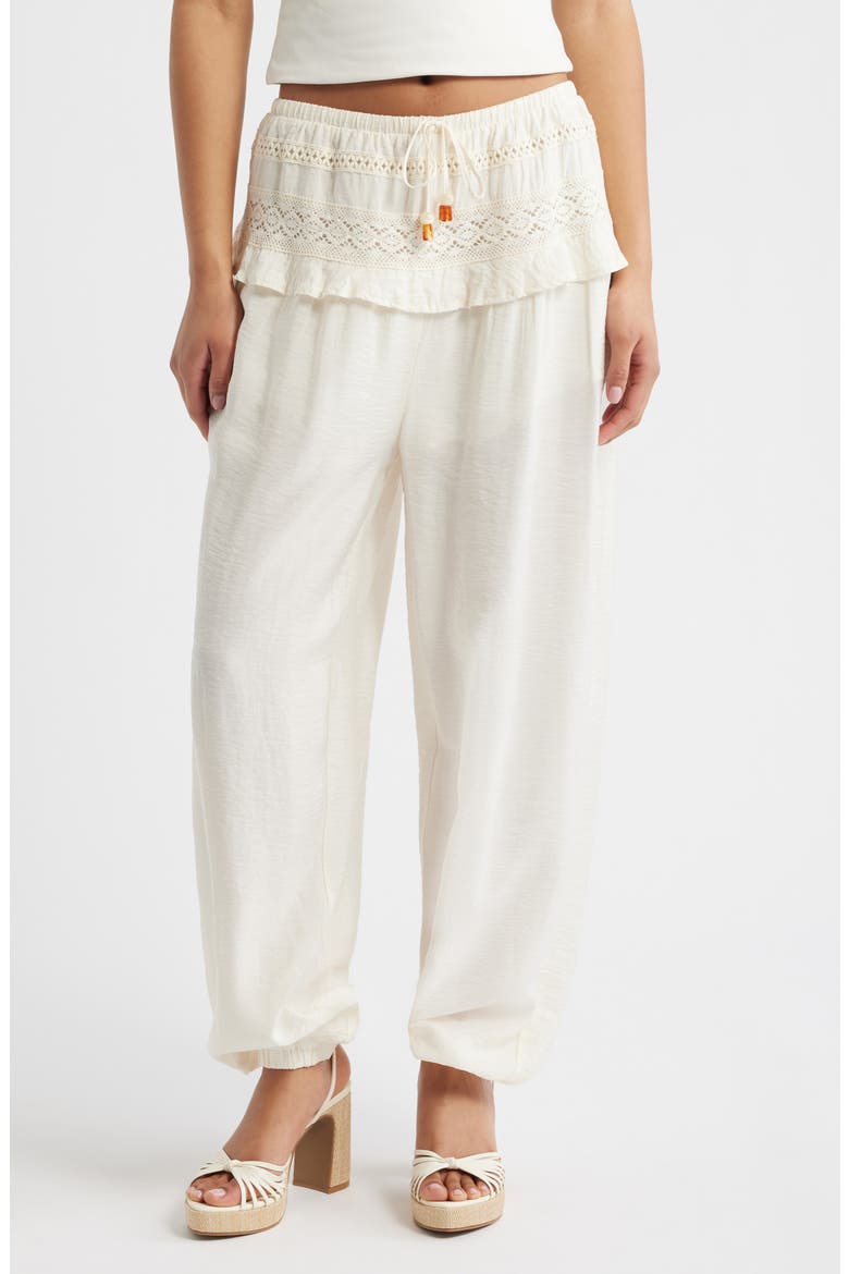 Lace Detail Joggers, Main, color, EGRET