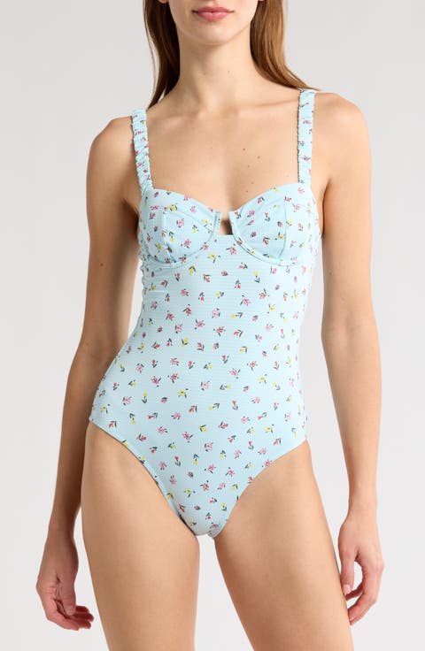 Verona Embroidered Seersucker One-Piece Swimsuit