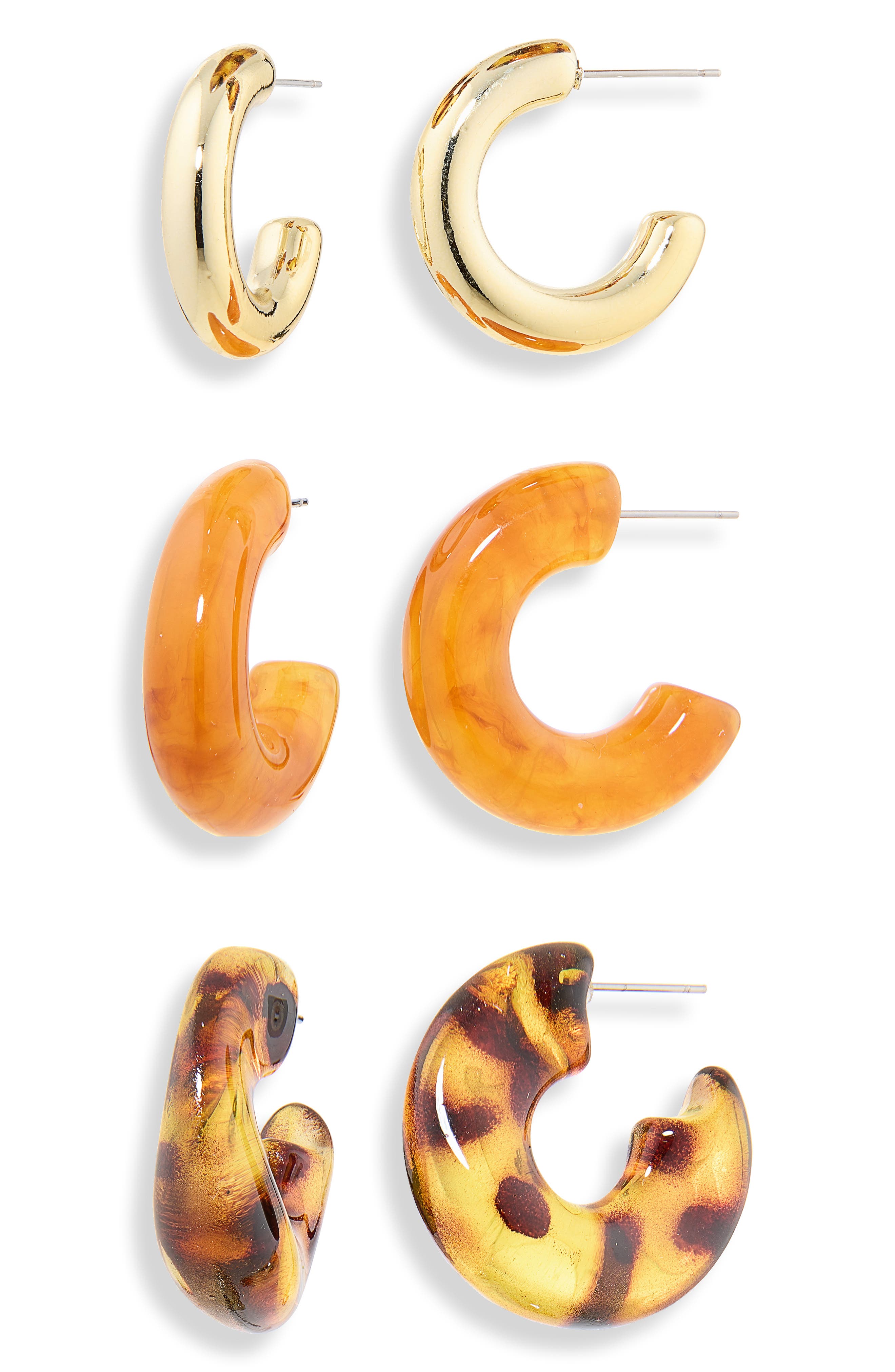 Set of 3 C-Hoop Earrings