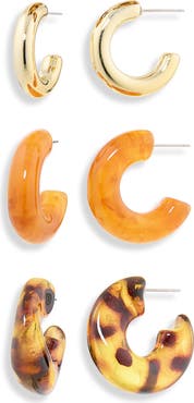 NATASHA Set of 3 C-Hoop Earrings