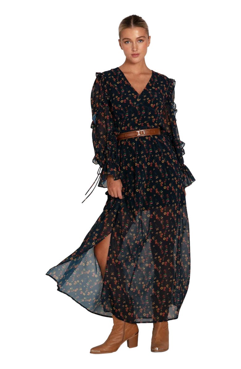 Belle & Bloom Come As You Are Floral Maxi Dress, Main, color, Navy