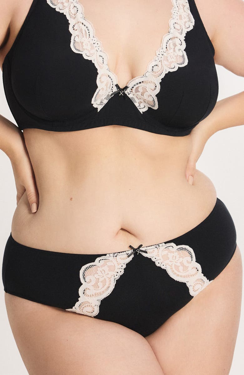 SAVAGE X FENTY Swirly Girly Cheeky Briefs, Alternate, color, Black Caviar/ White Tea