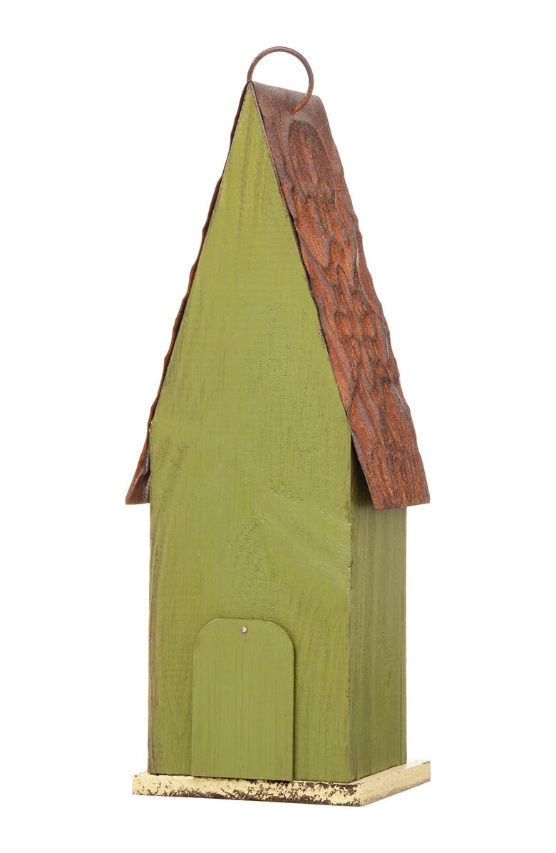 Glitzhome 13.25"H Retro Wooden Distressed Garden Birdhouse, Alternate, color, Green