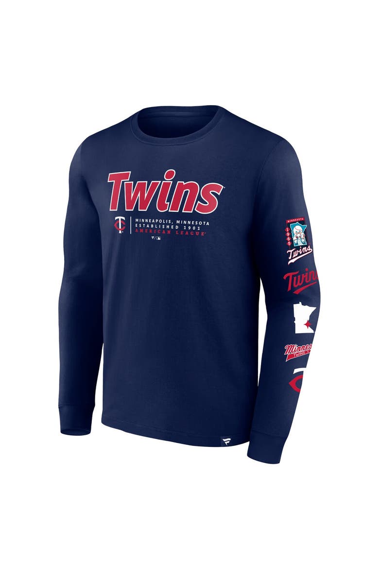 Men's Fanatics Branded Navy Minnesota Twins Strike the Goal Long Sleeve T-Shirt, Alternate, color, Navy