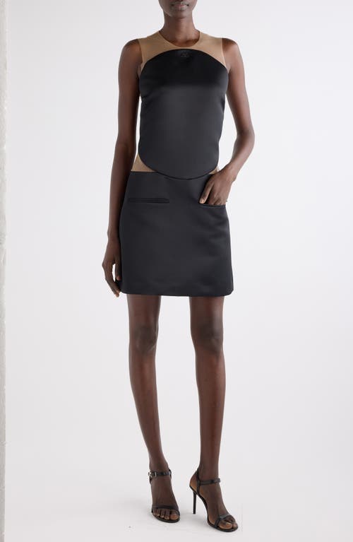 Courrèges Illusion Inset Circle Satin Minidress In Black