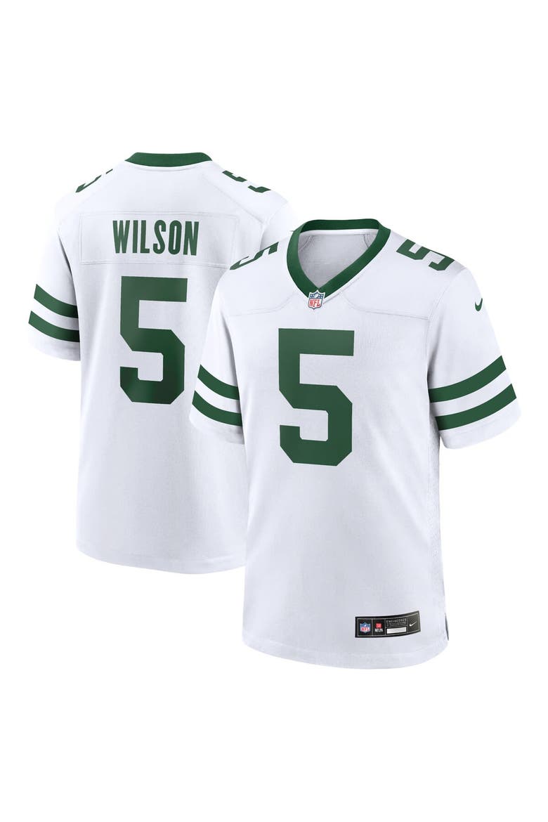 Men's Nike Garrett Wilson Legacy White New York Jets Game Jersey, Main, color, White