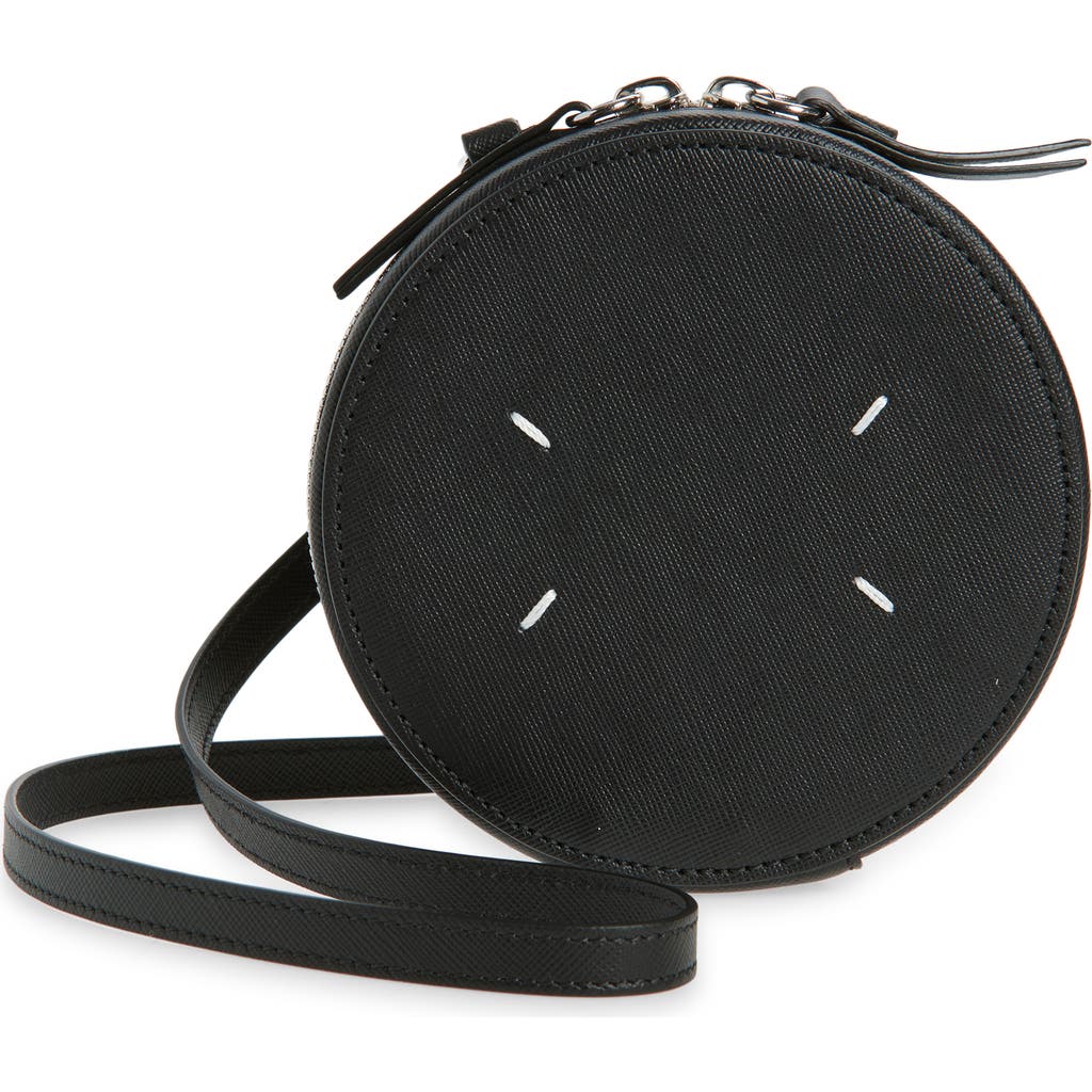 Maison Margiela Micro Circle Leather Crossbody Bag In Black