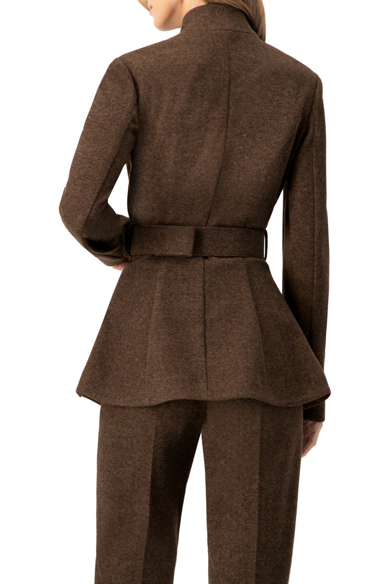Belted High Neck Coat, Alternate, color, Brown