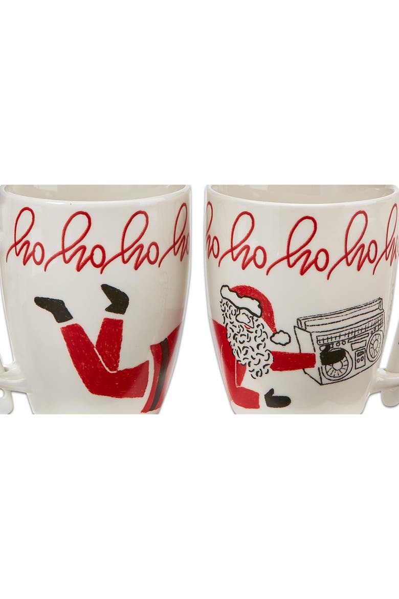 Hohoho Santa Mug with Spoon Red Bone China Christmas Drinkware, Alternate, color, Red