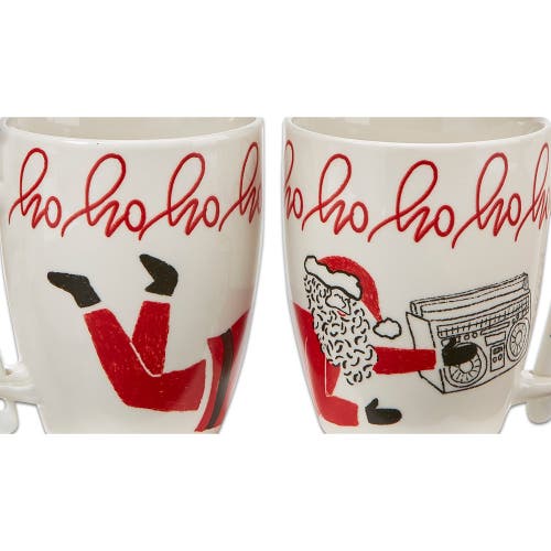 Tag Hohoho Santa Mug With Spoon Red Bone China Christmas Drinkware In Multi