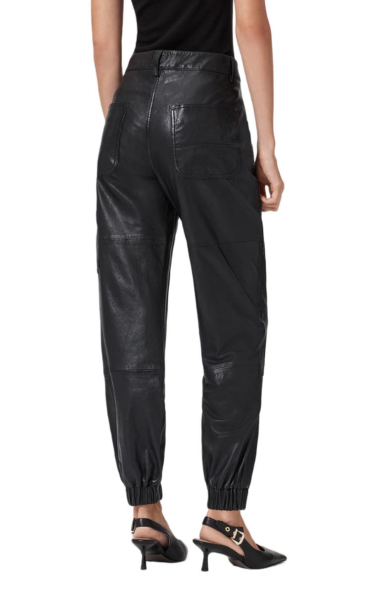 AllSaints El Carpenter Leather Joggers, Alternate, color, Black