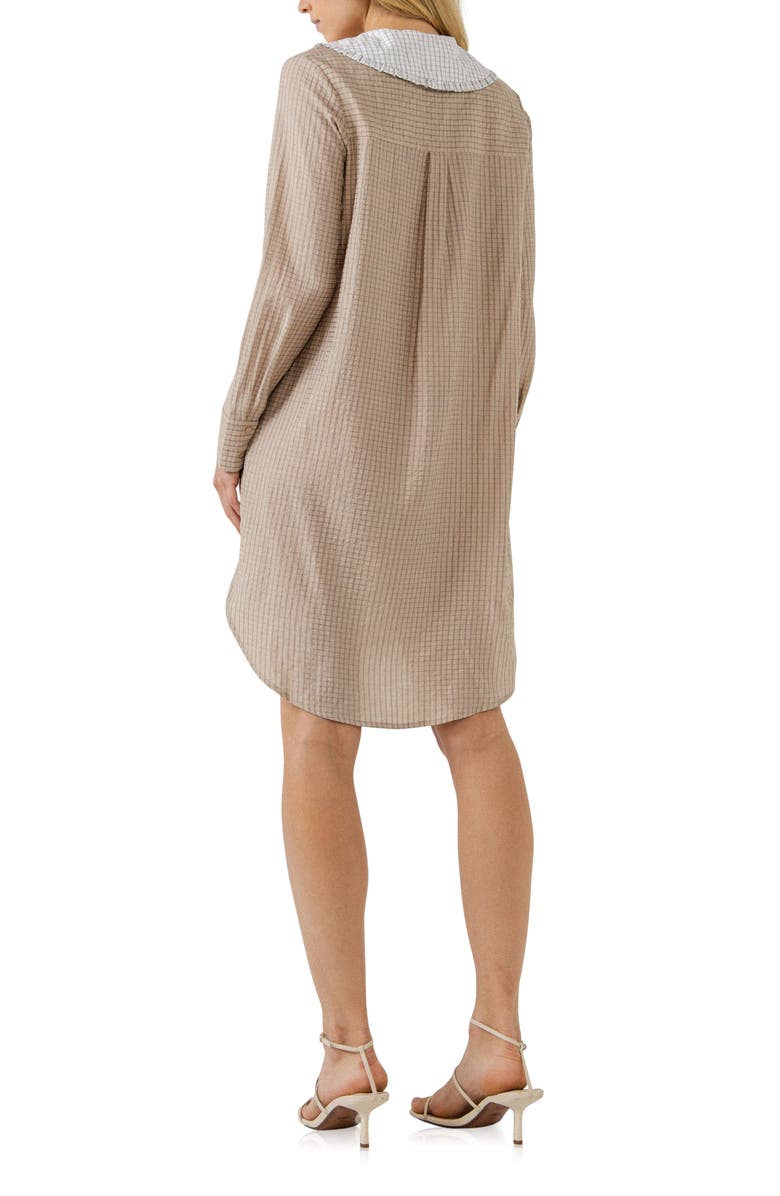 English Factory Contrast Collar High/Low Shirtdress, Alternate, color,