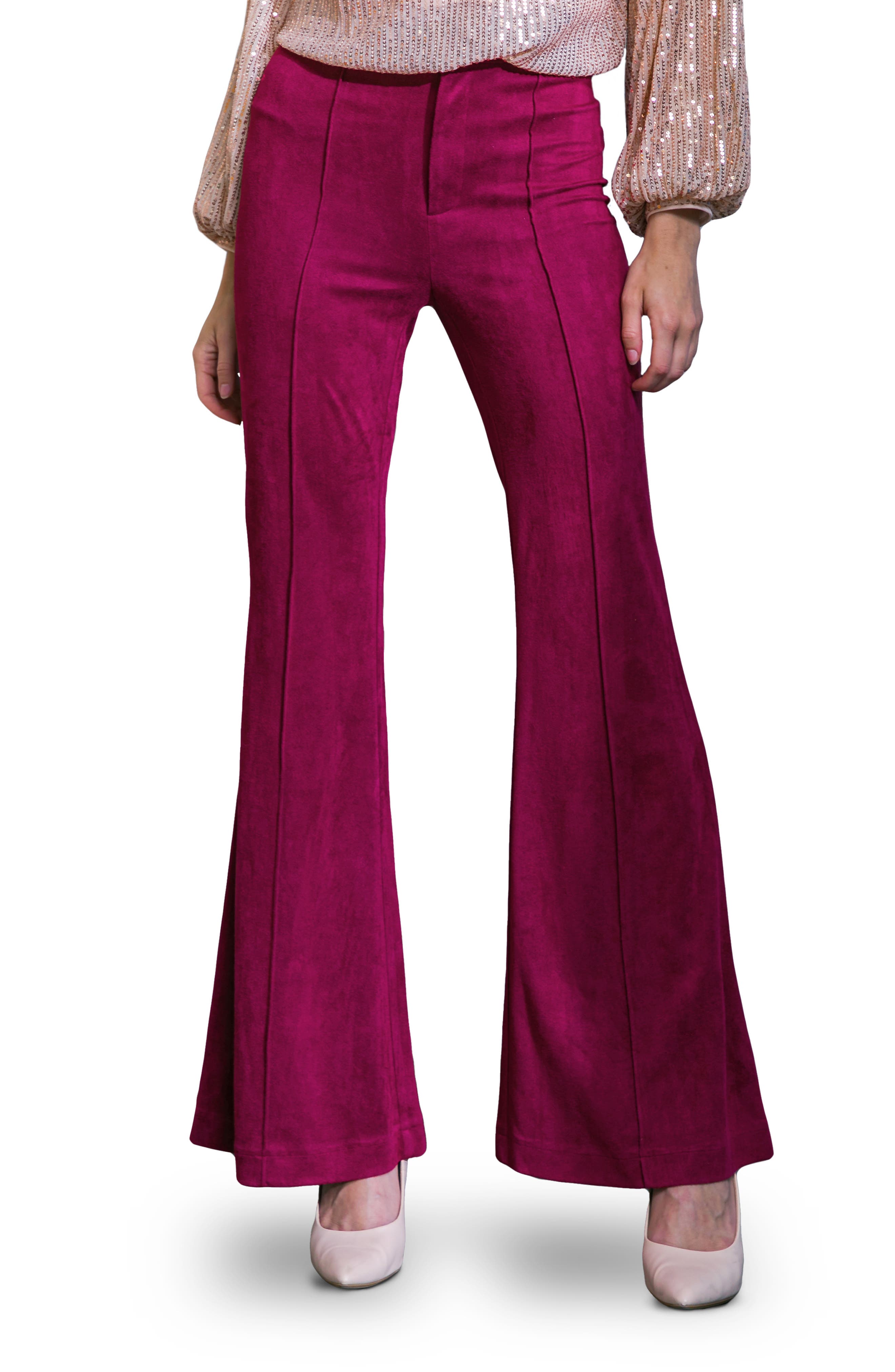 FLYING TOMATO Faux Suede Flare Pants
