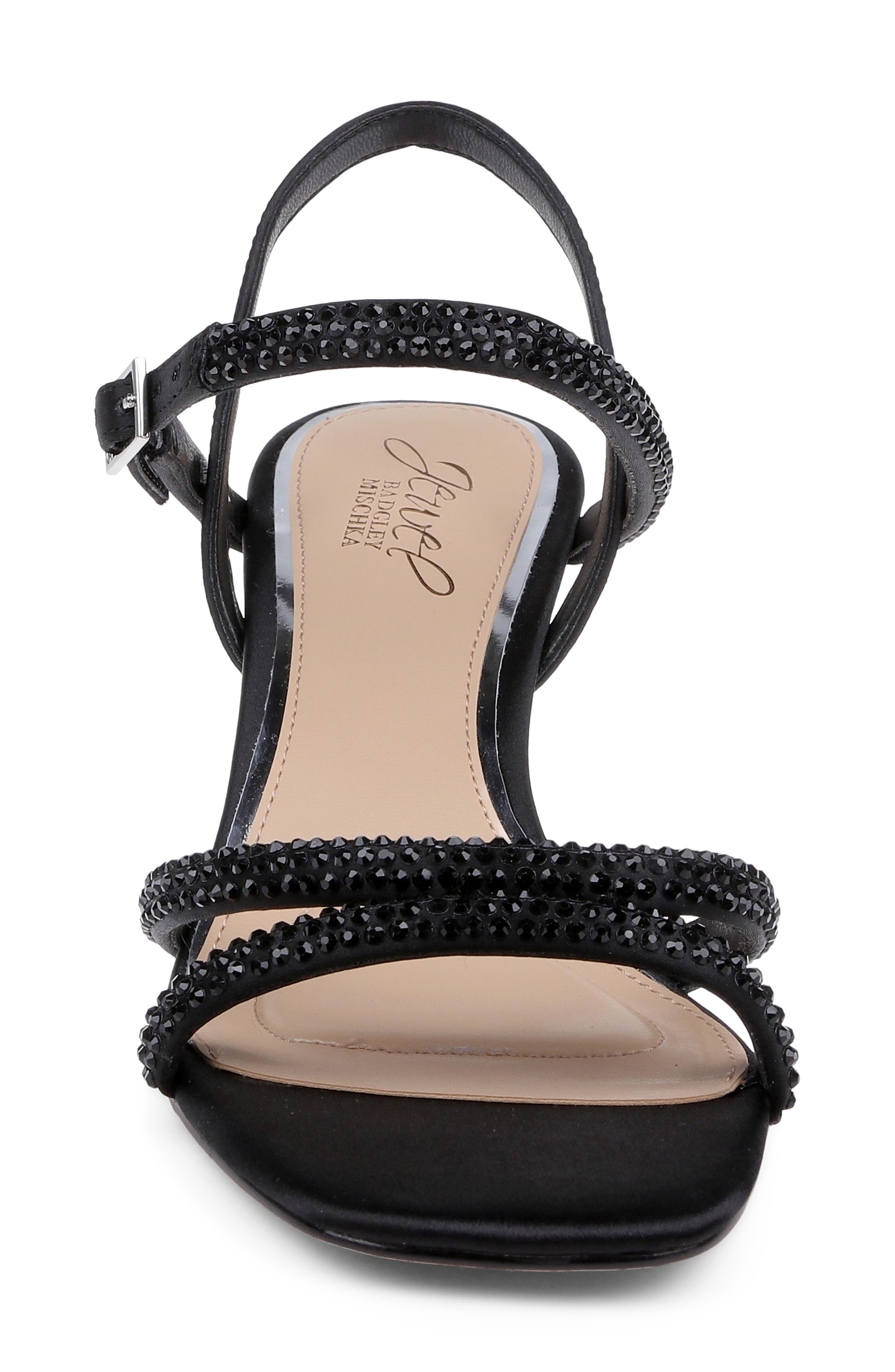 Jewel Badgley Mischka Zianna II Sandal, Alternate, color, Black Satin