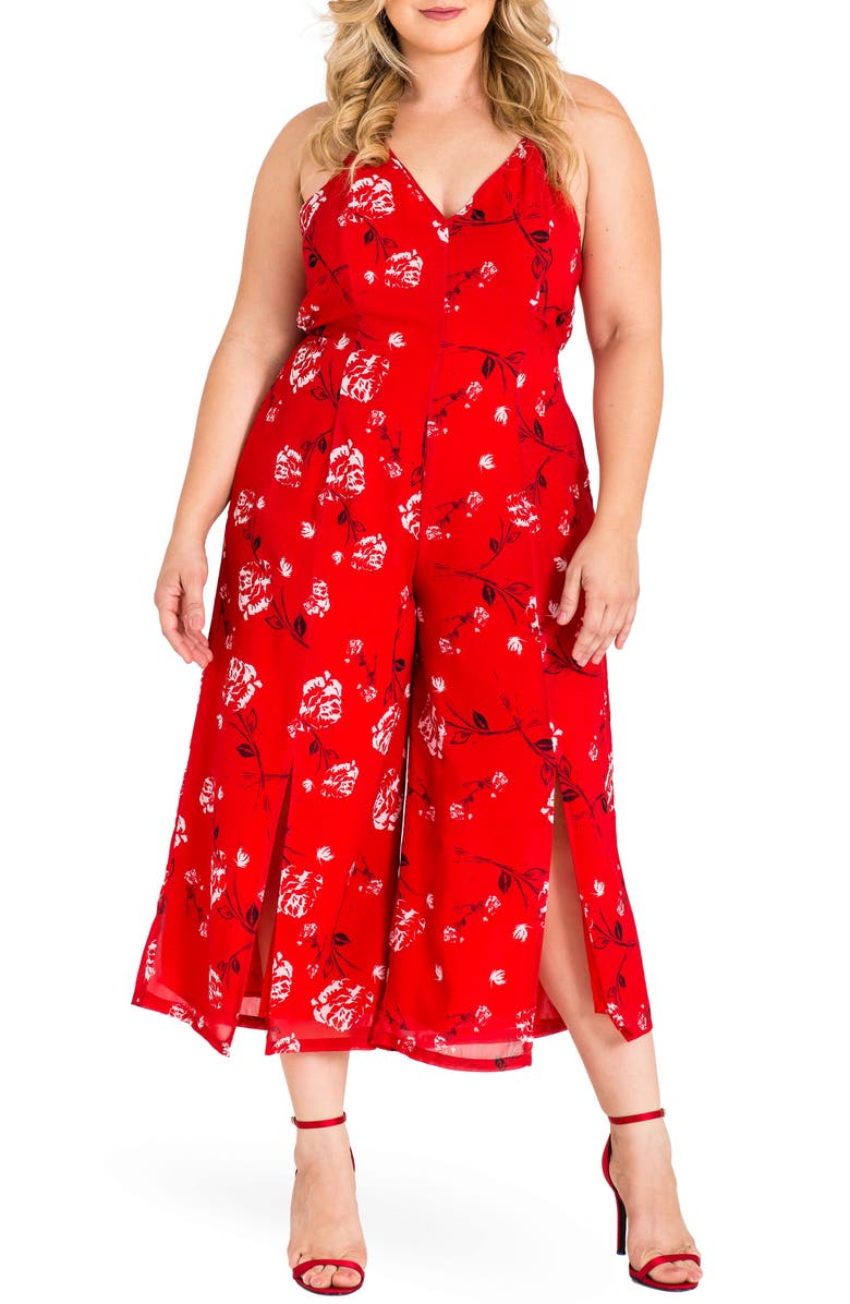 Standards & Practices Dianna Halter Jumpsuit, Main, color, Red Tulip Print
