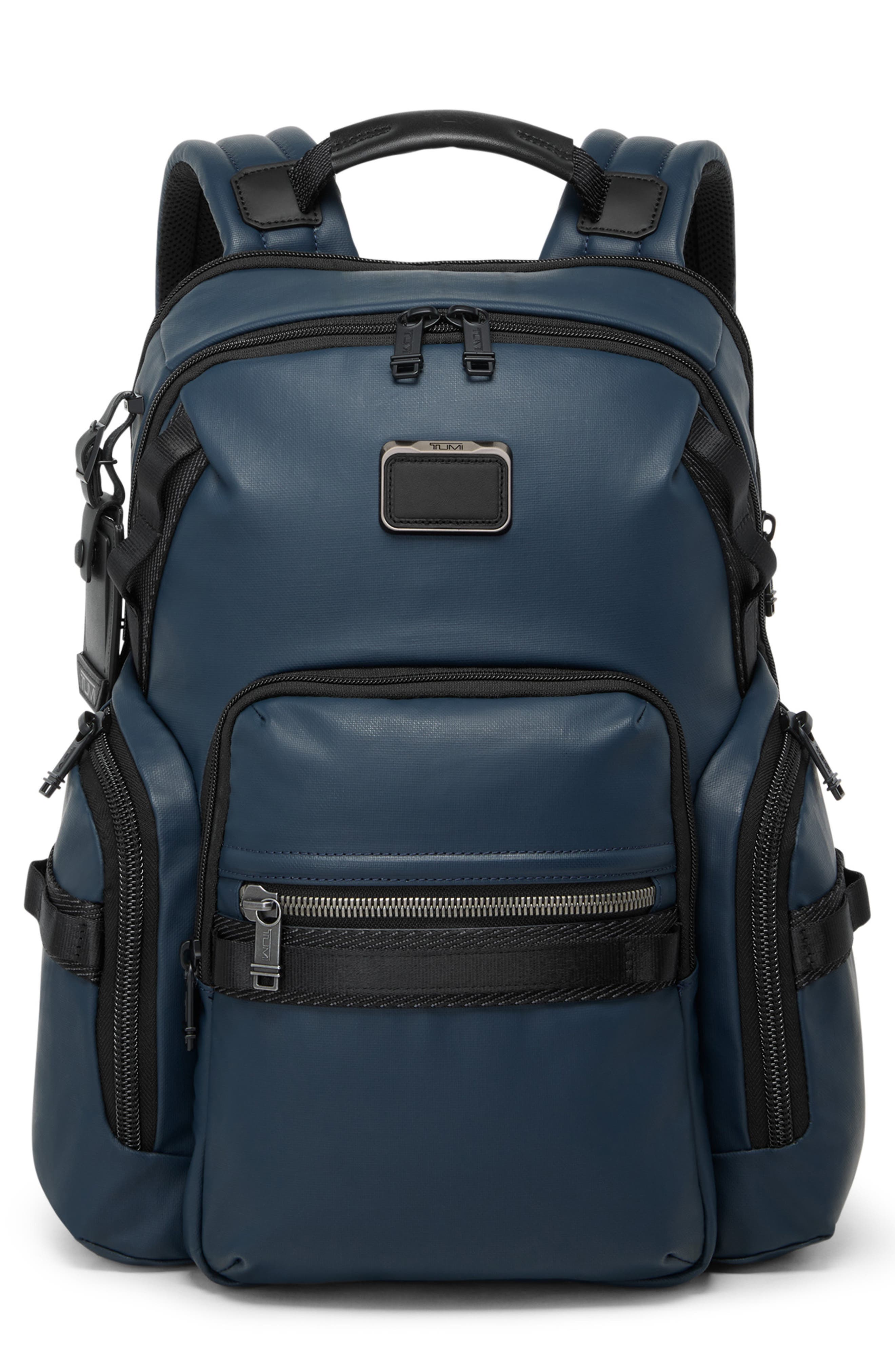 TUMI Alpha Bravo Navigation Backpack, Main, color, Navy Coated Canvas