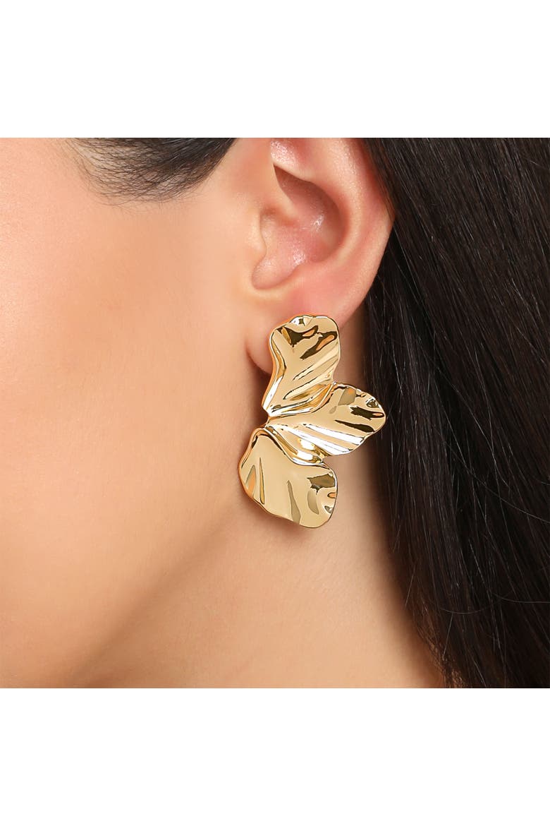 Half Petal Earrings, Alternate, color, Gold