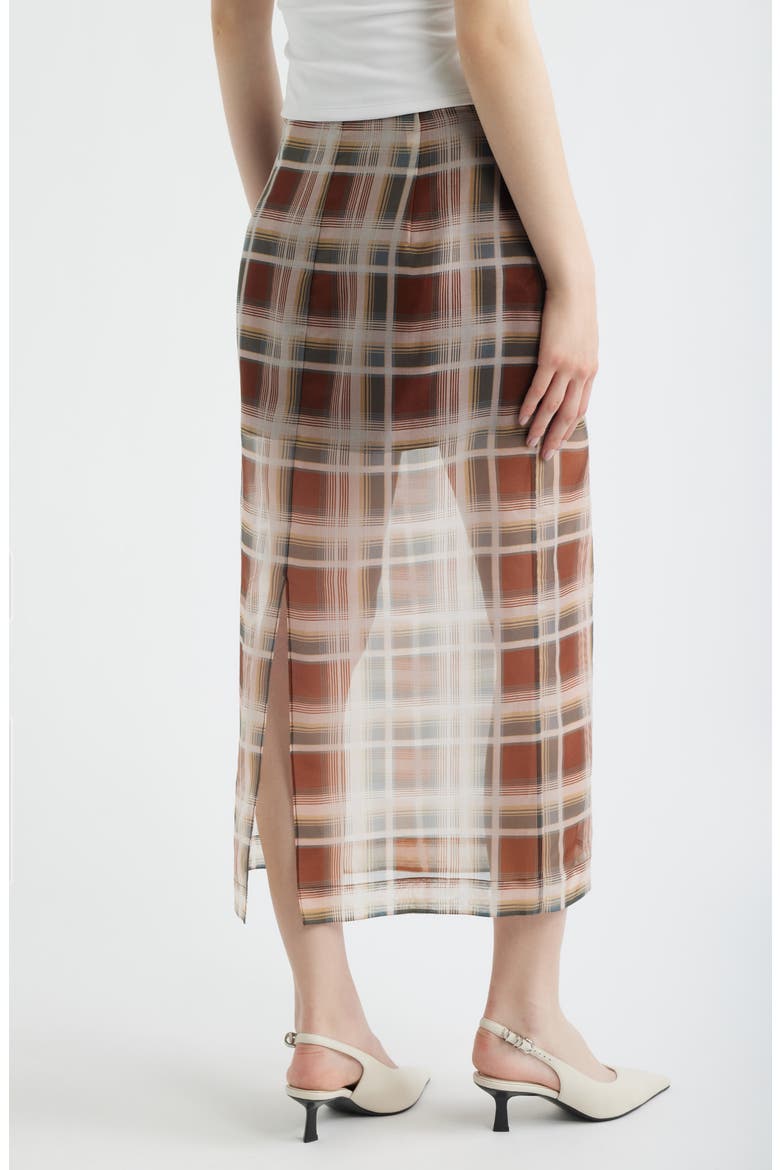 The Plaid Silk Organza Midi Skirt, Alternate, color, SILVER PEONY MULTI