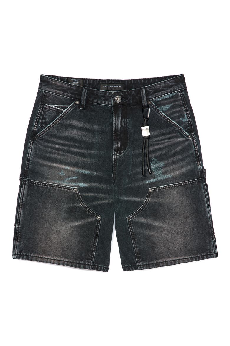 Grunge Carpenter Denim Shorts, Alternate, color, BLACK CANVAS