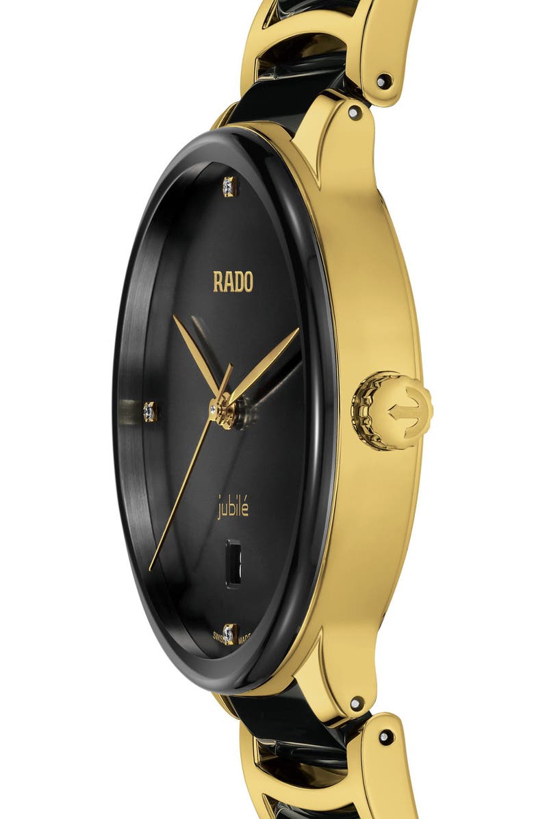 RADO Centrix Diamond Bracelet Watch, 39.5mm, Alternate, color, Black