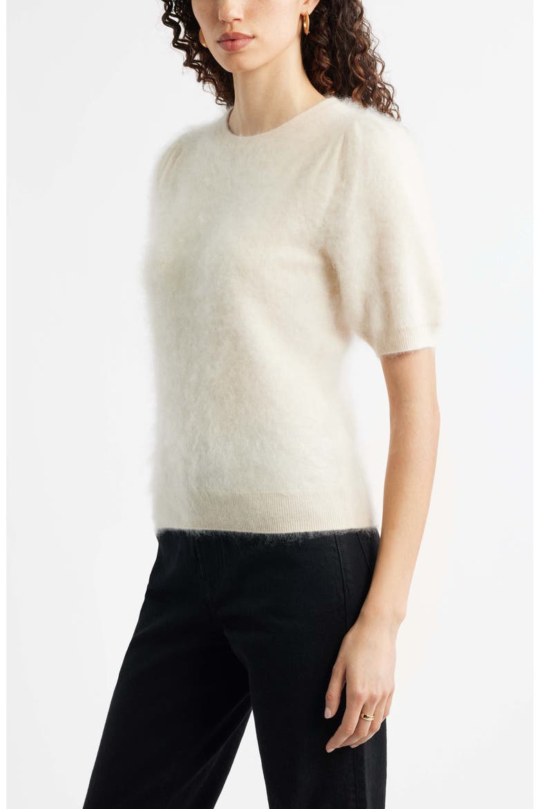 Femme Short Sleeve Brushed Cashmere Sweater, Alternate, color, BEIGE BEACH