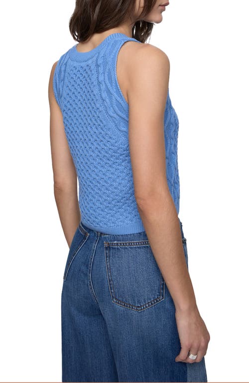 Rebecca Minkoff Palmer Cable Stitch Sleeveless Sweater In Azure