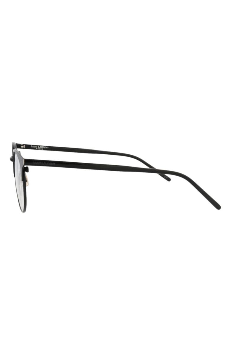 Saint Laurent 52mm Round Optical Glasses, Alternate, color, Black Black Transparent