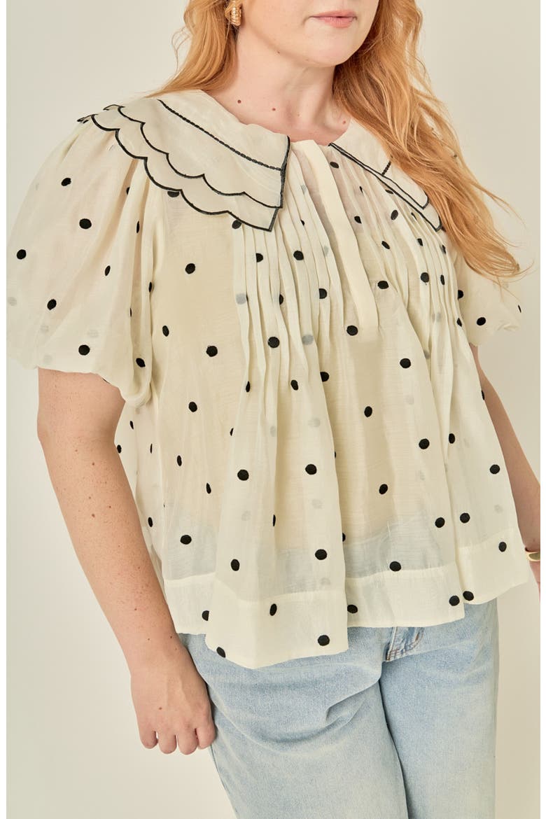 Scallop Collar Top, Alternate, color, CREAM
