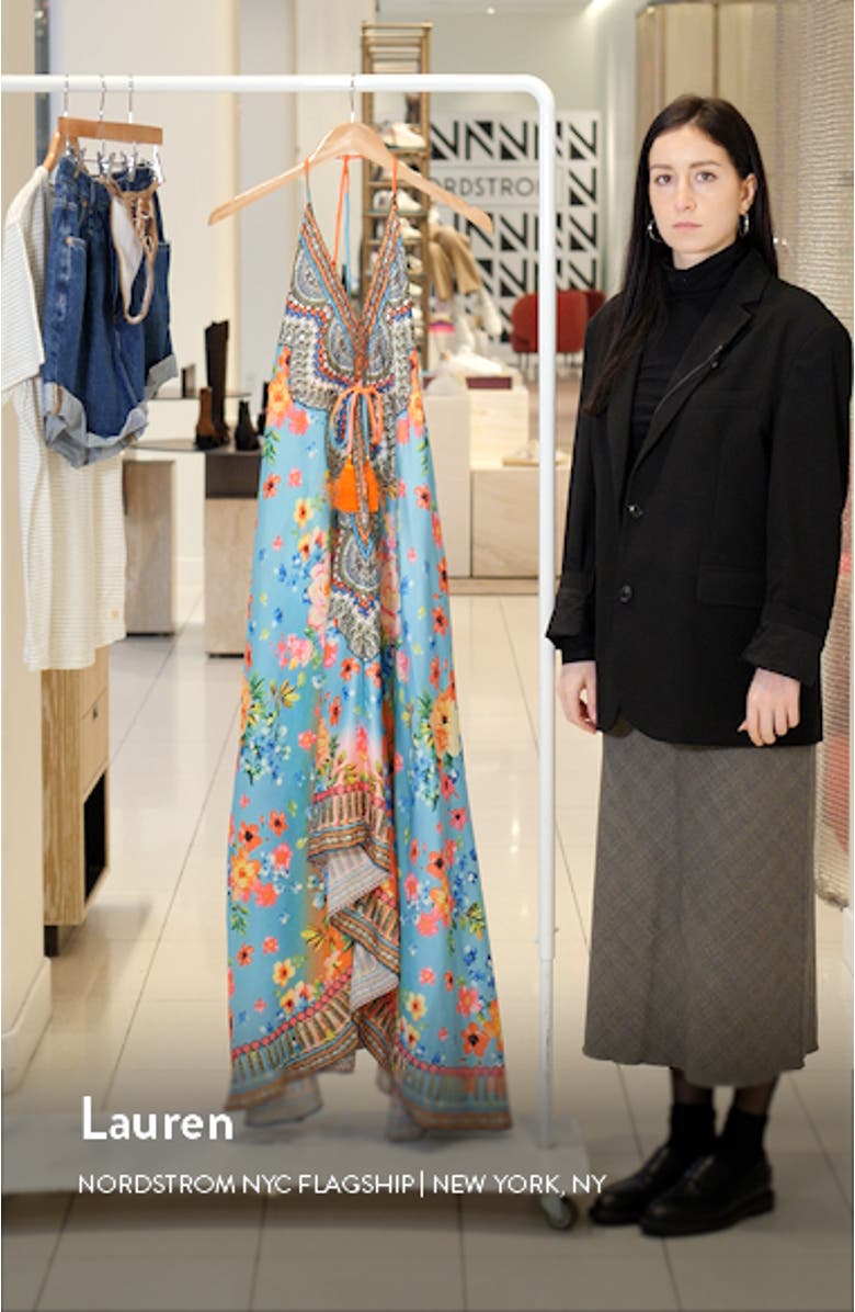 Floral Print Halter Cover-Up Dress, sales video thumbnail