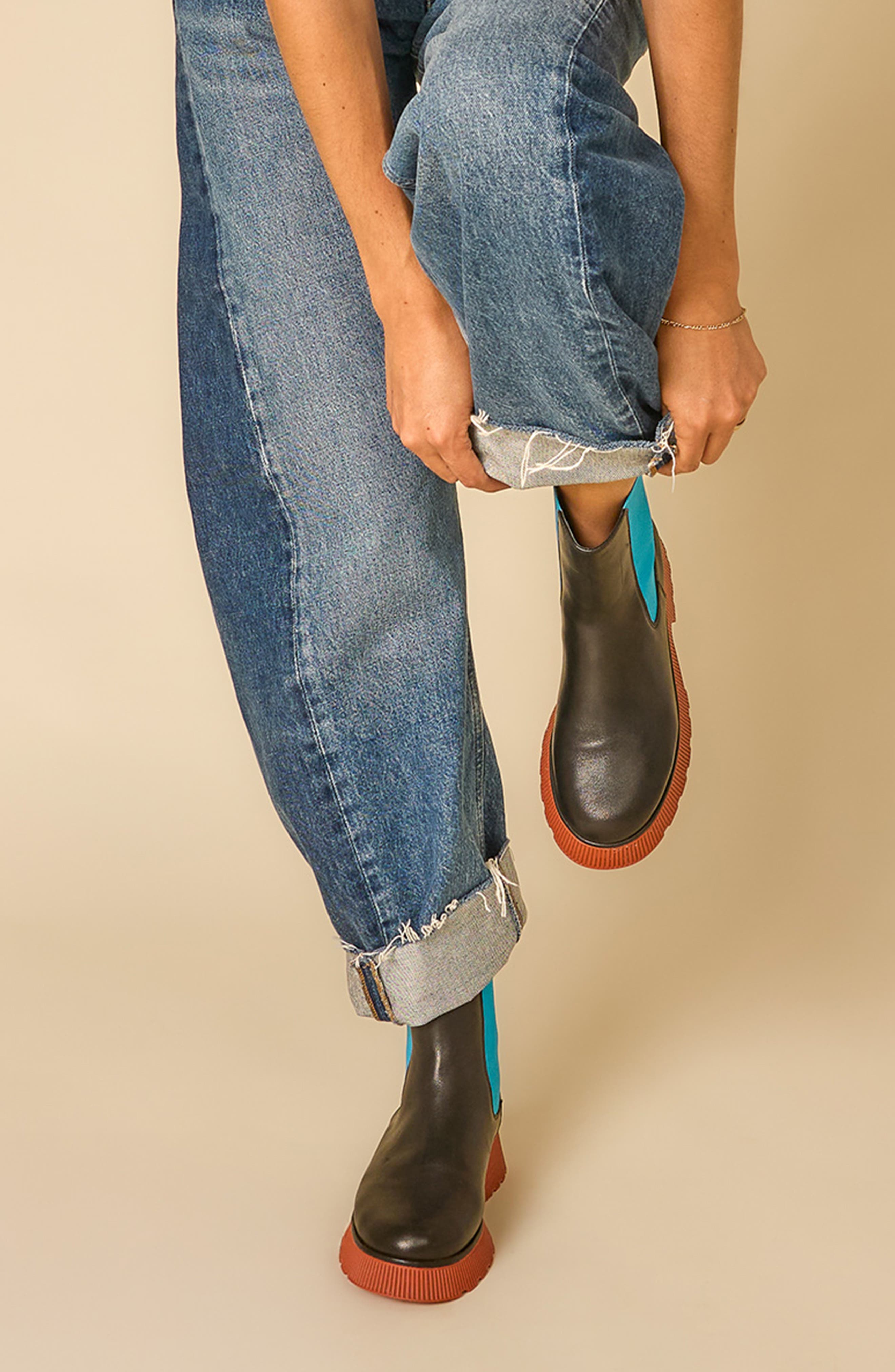 Charlotte Stone Esmee Lug Sole Chelsea Boot, Alternate, color, Black