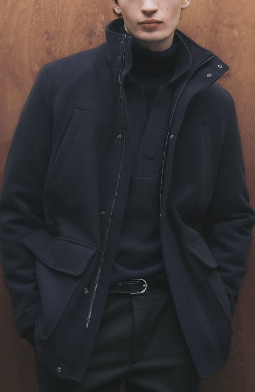 Mango Wool Blend Coat In Dark Navy