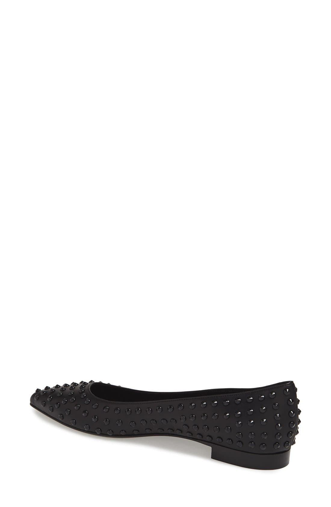 'Paris Ballerine' Studded Pointy Toe Flat, Alternate, color, BLACK