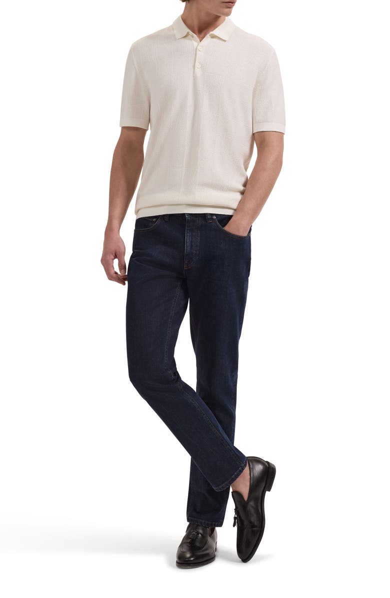 Bugatchi Checkerboard Stitch Polo Sweater, Alternate, color, Chalk