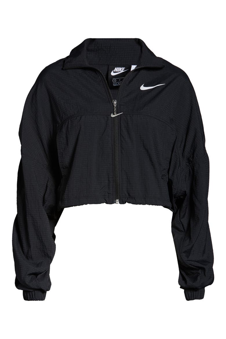 Sportswear Swoosh Crop Jacket, Alternate, color, BLACK/ WHITE