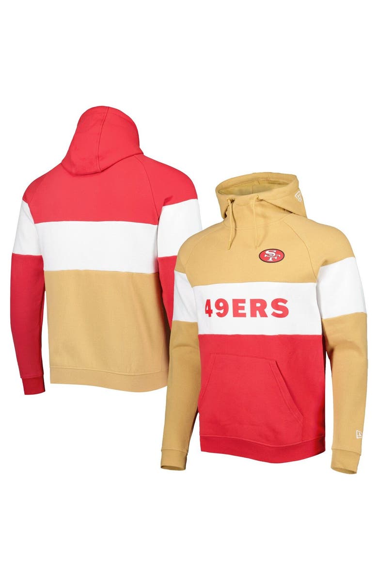 New Era Men's New Era Gold/Scarlet San Francisco 49ers Colorblock Current Pullover Hoodie, Alternate, color, 