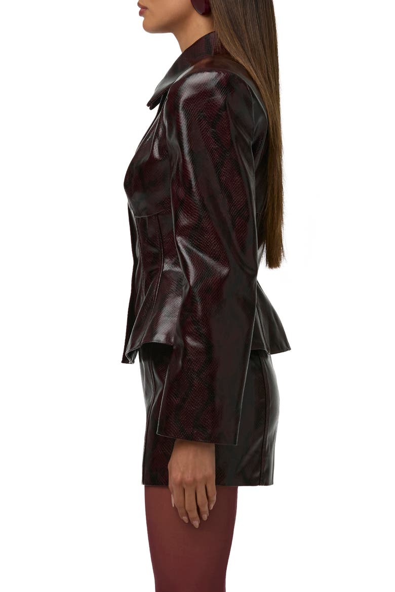 Python Embossed Faux Leather Blazer, Alternate, color, BURGUNDY PYTHON