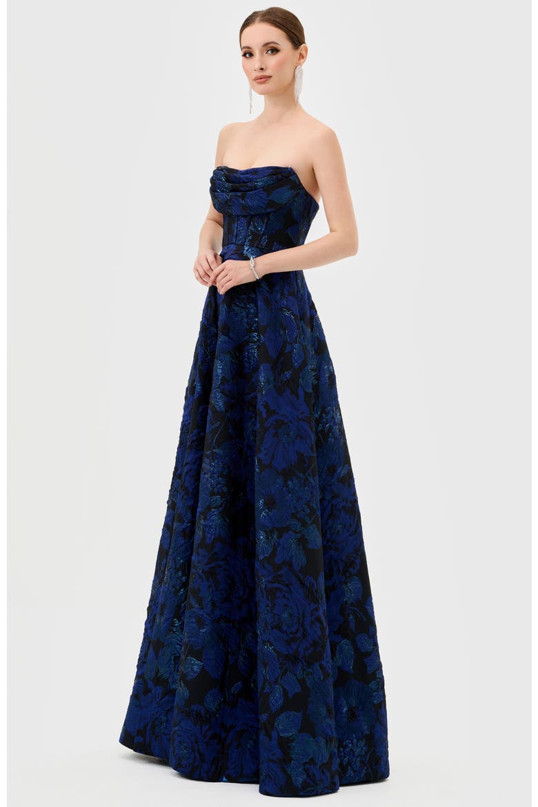 Zafiya Strapless Ball Gown, Alternate, color, NAVY