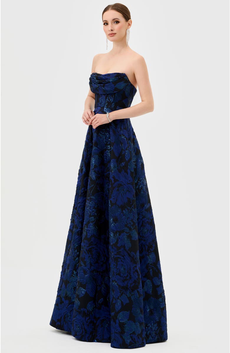 Bariano Zafiya Strapless Ball Gown, Alternate, color, Navy