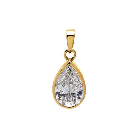 Lab Grown Diamond Pear Bezel Pendant 14K