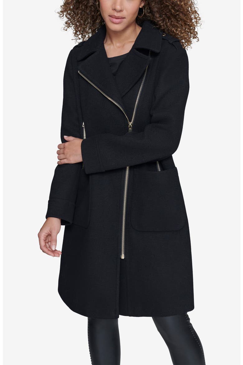 Long Wool Blend Moto Jacket, Alternate, color, BLACK