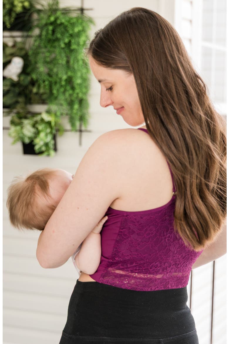 Busty Size Amelia Pumping and Nursing Crop Cami, Alternate, color, Plum