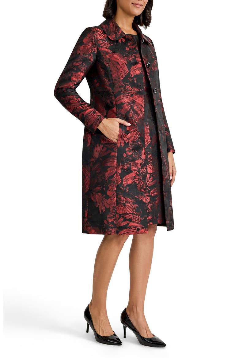 Floral Jacquard Peter Pan Collar Topper, Alternate, color, FIRE RED/ BLACK