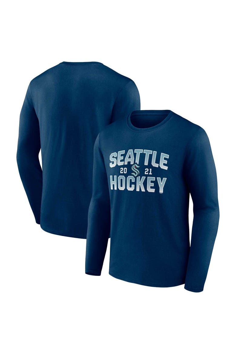Men's Fanatics Branded Deep Sea Blue Seattle Kraken Skate Or Die Long Sleeve T-Shirt, Main, color, Navy