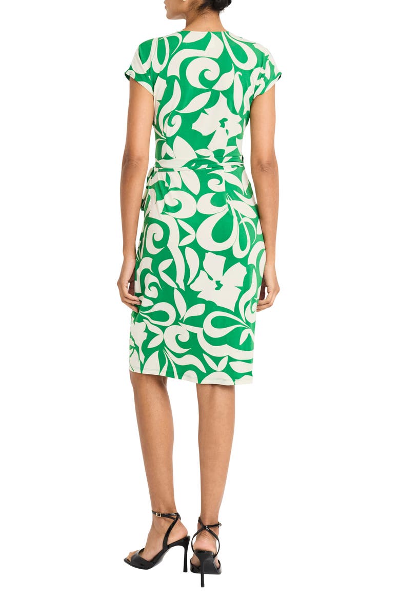 Matte Jersey Faux Wrap Dress, Alternate, color, KELLY GREEN/ IVORY